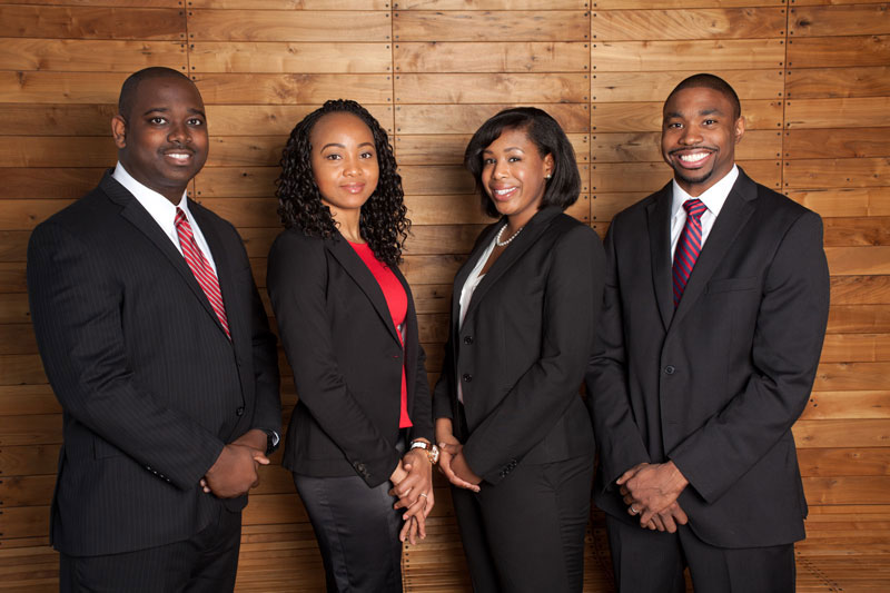 Bauer MBA students (from left) Rudolph Pierson, Eberechi Adieze, Rachel Flye and Larry Hay will compete on May 2 for up to $35,000 in scholarships in the final round of the Executive Leadership Foundation’s 2014 Business Case Competition. 