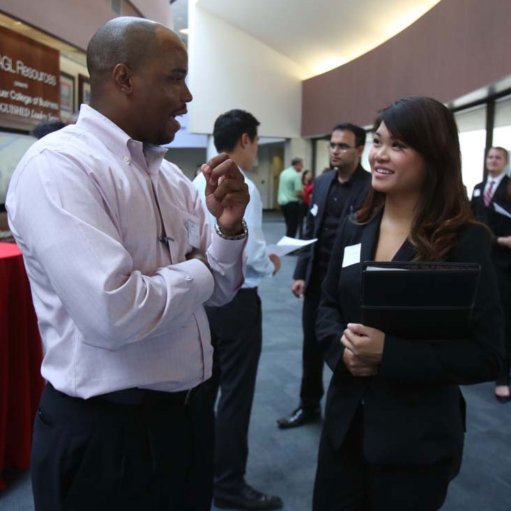 Nineteen employers who hire supply chain managers met with Bauer students during the first-ever Bauer Supply Chain Student Association career mixer in August.