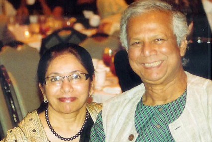 Eradication of Poverty Through Microfinance: Muhammad Yunus (right), won Nobel Peace prize with Microfinance in 2006.