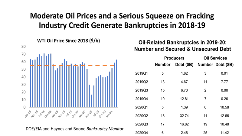 Moderate Oil Prices and a Serious Squeeze on Fracking Industry Credit Generate Bankruptcies in 2018-19