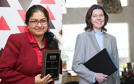 Photo: Assistant Professor Kiran Parthasarathy and Associate Professor Janet Meade