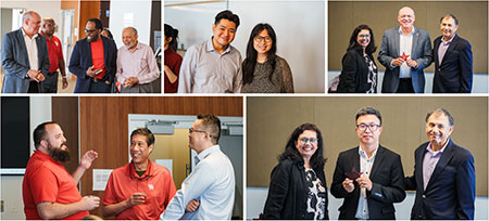 Photo Collage of Bauer Faculty at luncheon