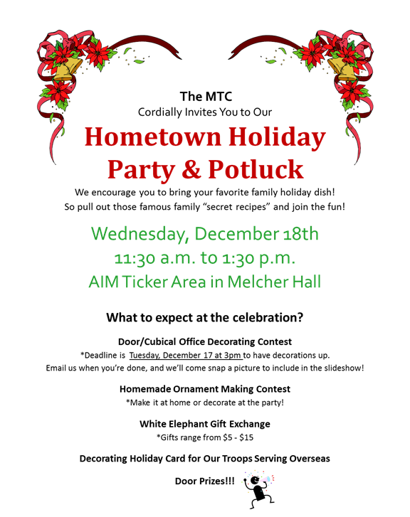 Hometown Holiday Party & Potluck Invitation
