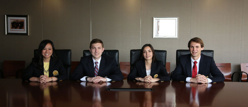 Bauer students (from left) Susan Tran, Casey McNeil, Cassandra Hoang and Bobby Jacobs from the college’s Wolff Center for Entrepreneurship won grand prize at the First Look West (FLoW) Business Plan Competition.