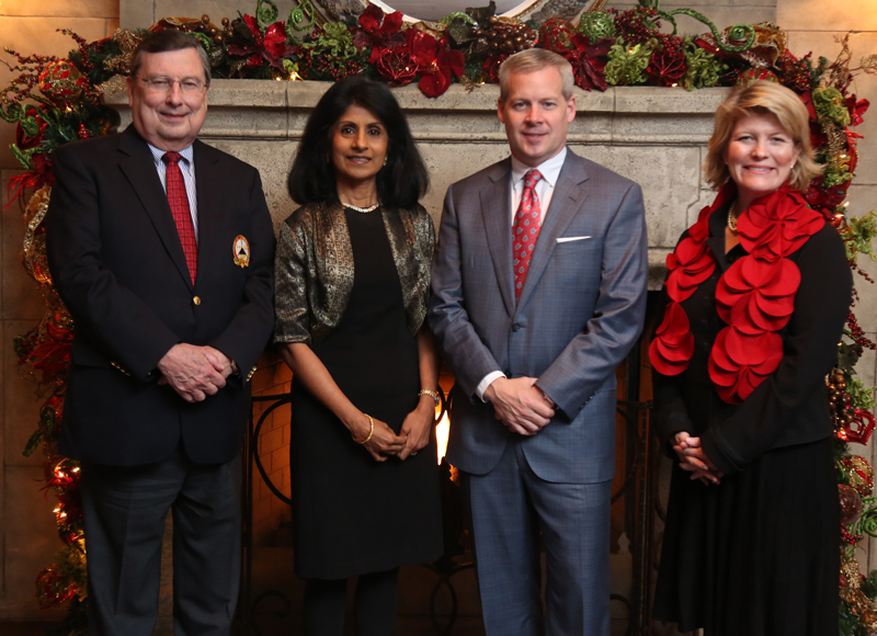 Mattress Firm CEO Stephen Stagner, second from right, has made a gift to support and name the sales institute at Bauer College, which will be known as the Stephen Stagner Sales Excellence Institute. Stagner celebrated with Bauer College students and leaders last week at the college’s sales graduation and awards ceremony, including (from left) Executive Professor Randy Webb, Dean Latha Ramchand and Assistant Vice President of Development Maya Houston.