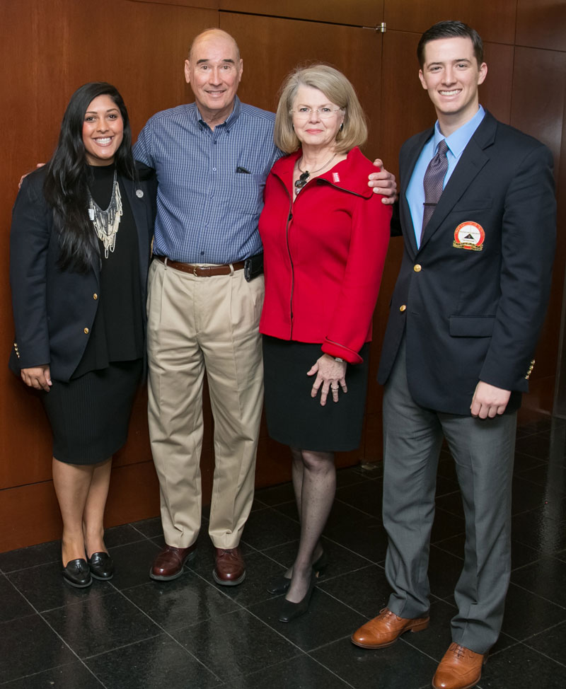 Andy (BBA ’68) and Barbara Gessner (center) have made a gift to support students in the Program for Excellence in Selling with The Andy and Barbara Gessner Sales Program Top Salesperson Awards and the Andy and Barbara Gessner Competition Team Endowment. 