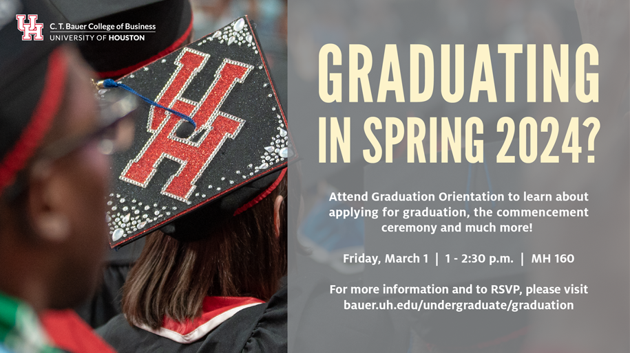 Spring 2024 Graduation Orientation, Friday, March 1 | 1 - 2:30 p.m. | Location: MH 160
