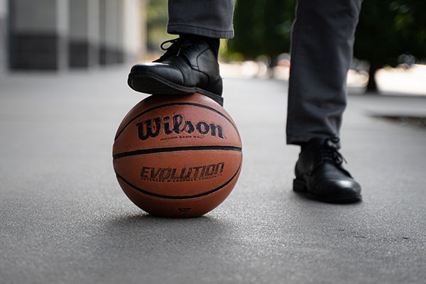 Photo: Foot on basketball