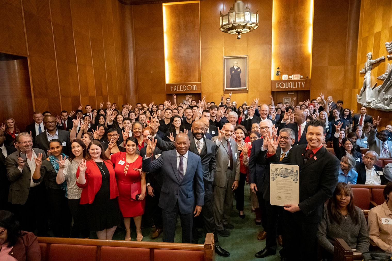 Photo: Bauer College Members with Houston Mayor at City Hall