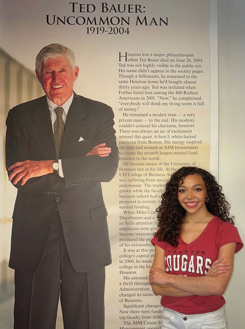 Photo: Jessica Pena next to a photo of Ted Bauer