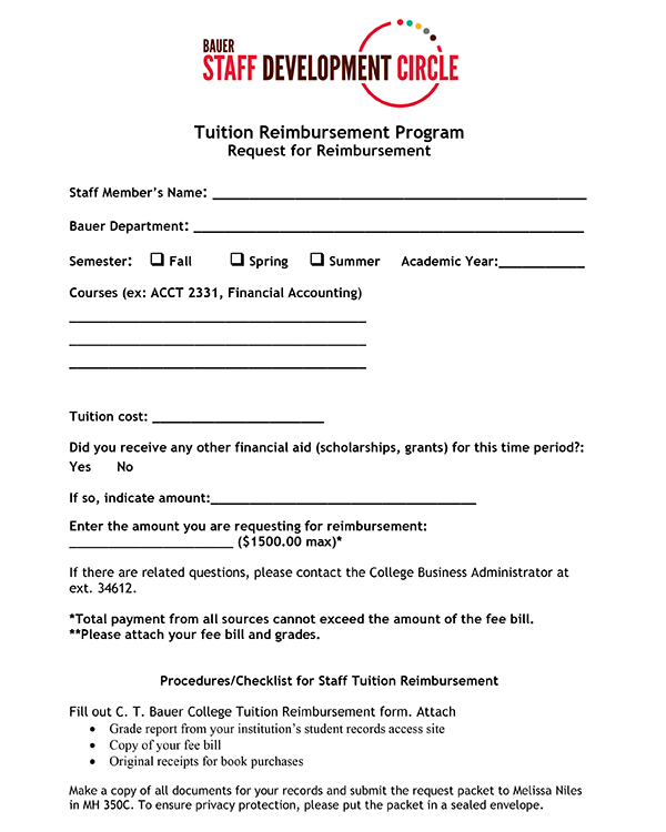 staff development circle c t bauer college of business trp full form